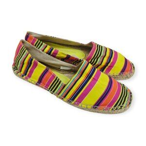 Gap Striped Multicolor Yellow Pink Round Toe Espadrille Flats Women's Size 8